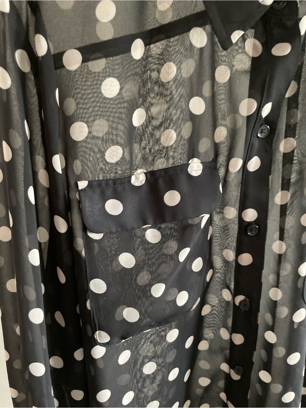 Old Navy Black Sheer Polka Dot Button-Up Blouse Women’s XL - Picture 2 of 11